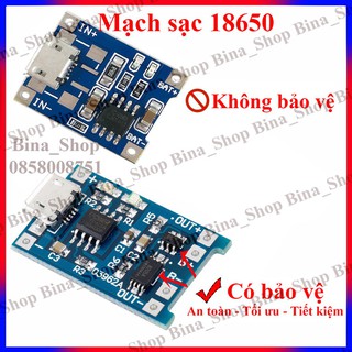Mạch sạc pin 18650 lithium 3.7-4.2v tp4056 micro usb
