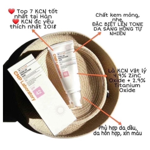 1 gói kem chống nắng kiểm soát dầu CNP Laboratory Tone-Up Protection Sun SPF42/PA+++ 2ml - Chính hãng LG