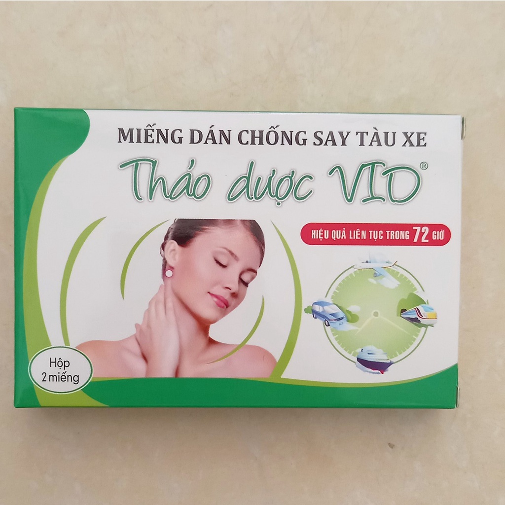 Miếng dán chống say tàu xe thảo dược Vio. Giảm mệt mỏi, chóng mặt, buồn nôn an toàn cho phụ nữ có thai, trẻ sơ sinh.