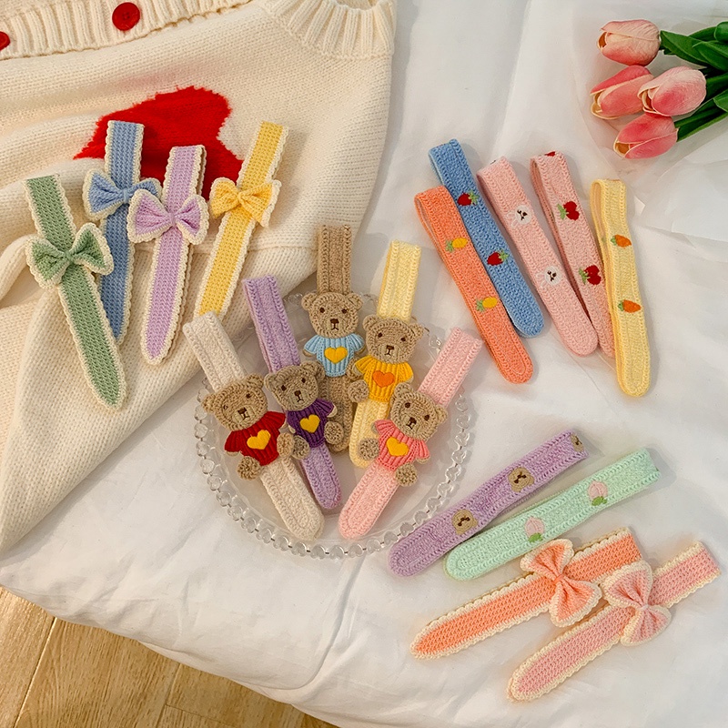 Cài tóc dệt kim họa tiết hoạt hình nhiều màu dễ thương cho bé gái