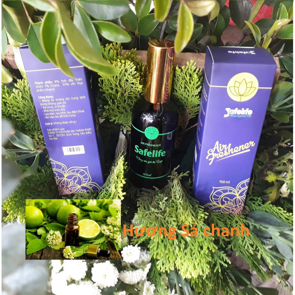 Combo 3 lọ tinh dầu xịt phòng , xe hơi hương Quế , Nhài , Sả Chanh lọ 100ml