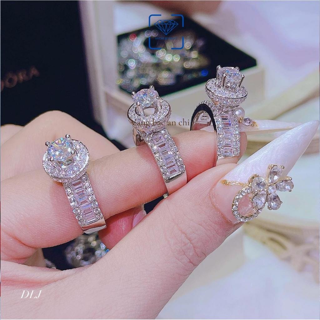 Nhẫn nữ xi bạch kim mặt đá cao sang chảnh, chuẩn bạc ý 925 - Anchi jewelry