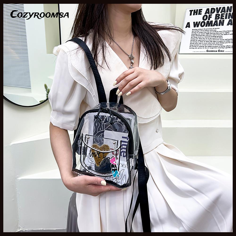 Balo Nhựa PVC Trong Suốt In Chữ Thời Trang Cho Nữ