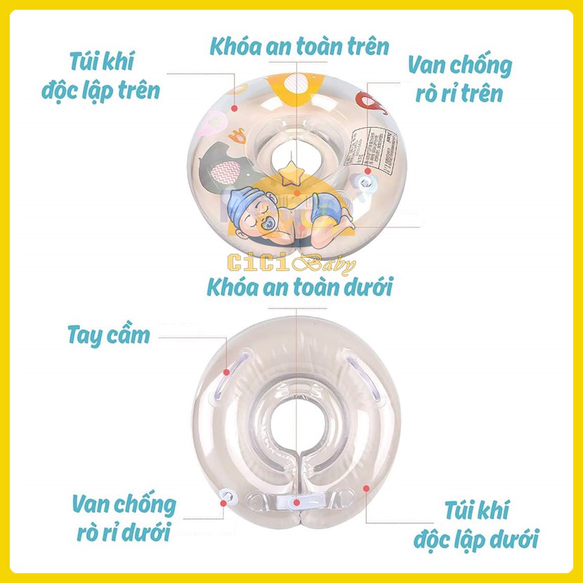 Phao Cổ Cho Bé - Phao Nâng Cổ, Phao Bơi Đỡ Cổ Kèm Bơm Tiện Lợi