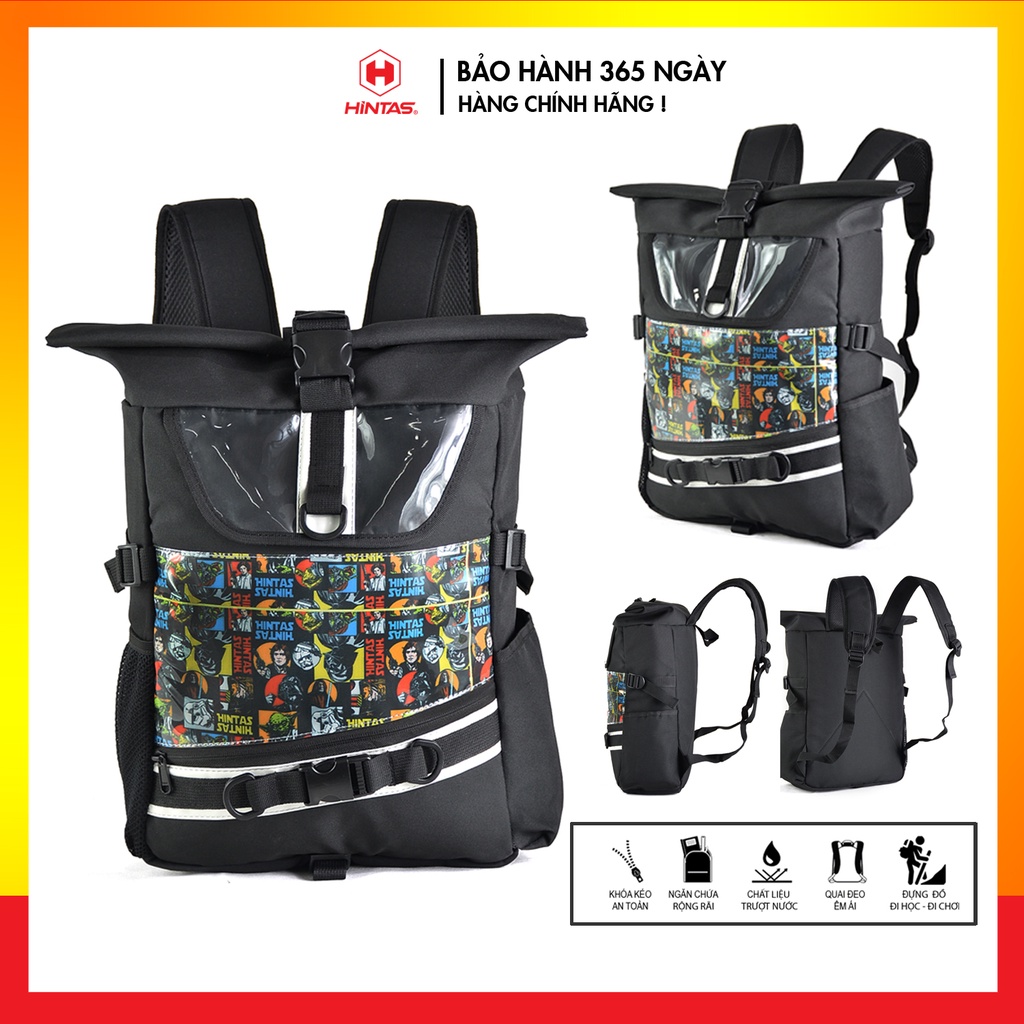 Balo nắp gập cuộn Unisex Roll Top Backpack thời trang phượt HINTAS đi học đi làm đi chơi - BLTT 224