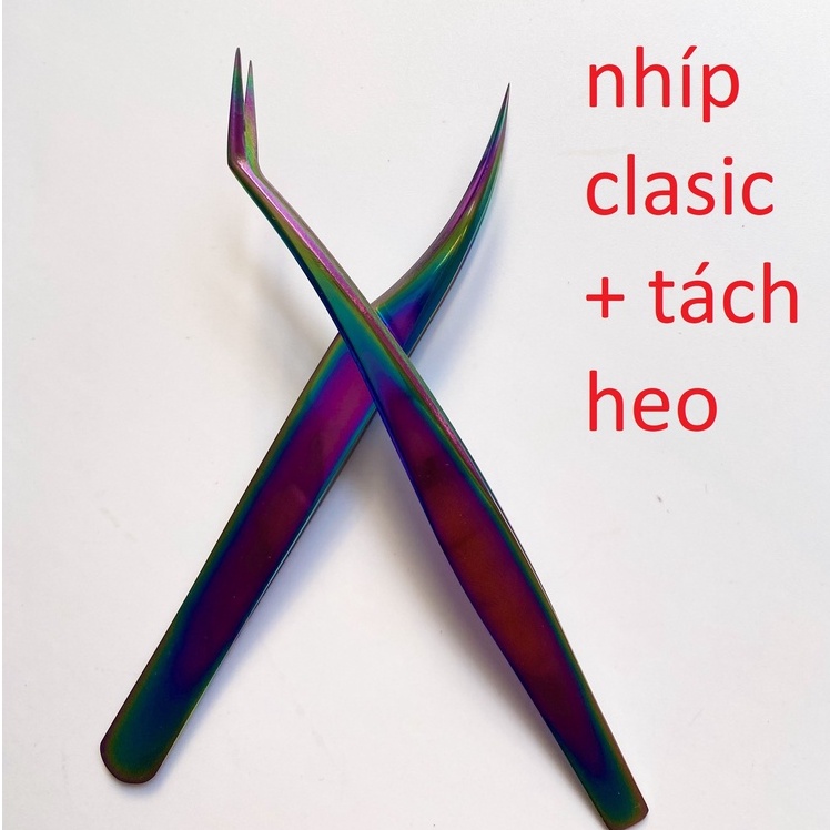 combo nhíp tách heo  + nhíp classic  - dụng cụ nối mi - sky179