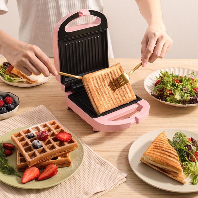 Portable Electric Dual Waffles Sandwich Maker Non Stick Toast Breakfast Machine