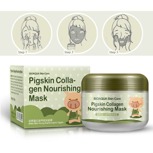 🐽 Mặt Nạ Collagen Tươi Bì Heo No.BQY0504 Pigskin Colla-gen Nourishing Mask Bioaqua Dưỡng Và Tái Tạo Da -W08-E2T2