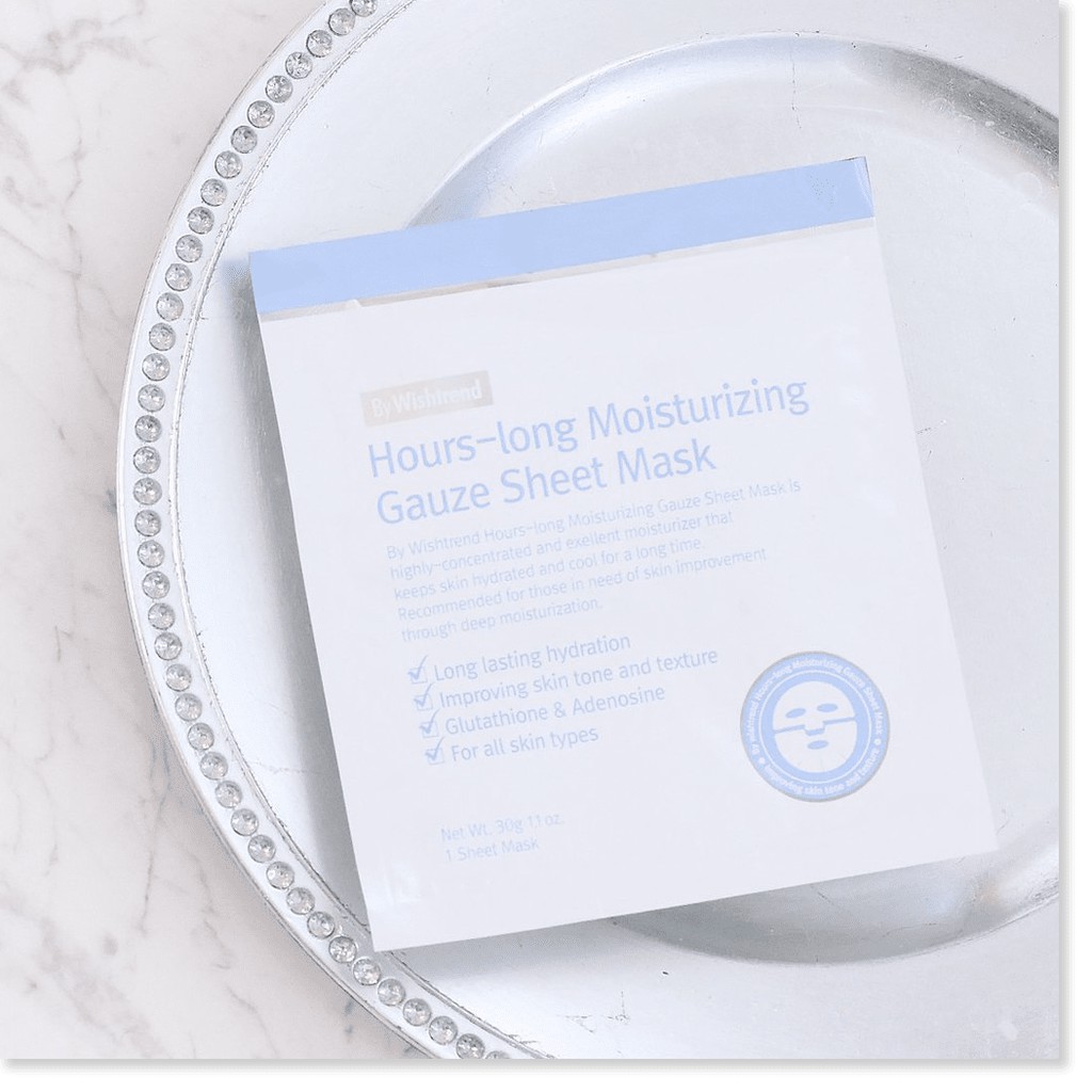 [Mã giảm giá] Mặt Nạ Dưỡng Ẩm Sâu, Làm Sáng Da By Wishtrend Hours-long Moisturizing Gauze Sheet Mask 30ml