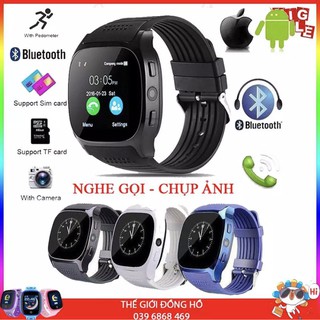 Đồng Hồ Thông Minh T8 Blutooth 3.0 Hỗ Trợ Thẻ SIM Và Camera chụp ảnh, theo dõi vận động, có tiếng việt