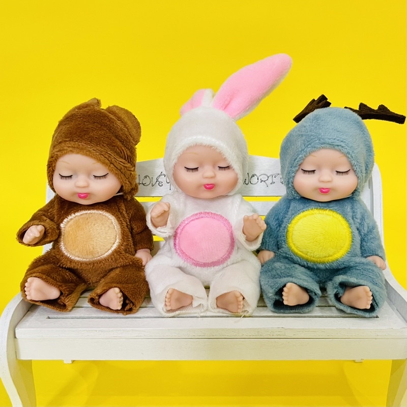 Búp bê sơ sinh em bé ngủ đông 11cm dễ thương đồ chơi cho bé, trang trí nhà cửa