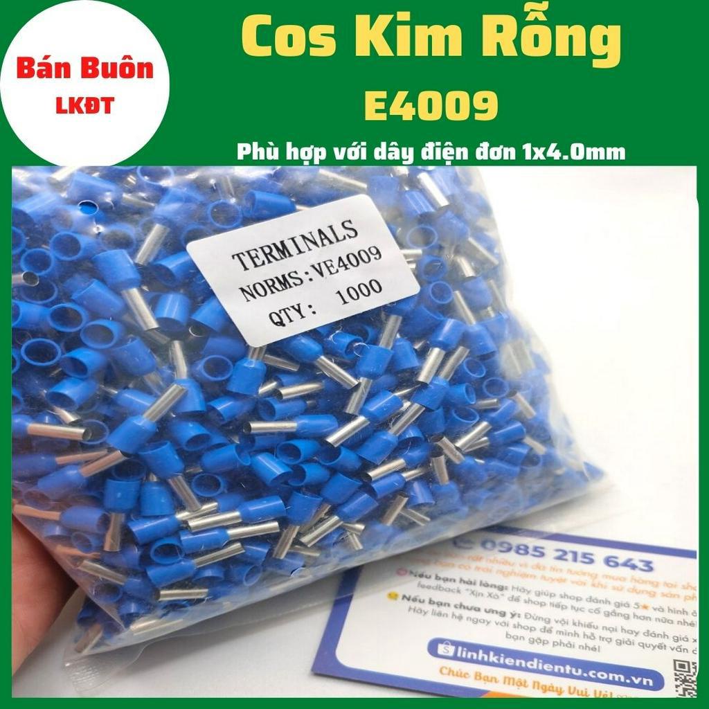 Đầu cos kim rỗng E4009,  cos kim E4009, đầu cos kim rỗng dùng cho dây điện 4.0mm, đầu cos dây điện, cos kim đơn