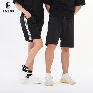 Quần short thun BOTEE 3 sọc thể thao unisex nam nữ lưng thun chất poly
