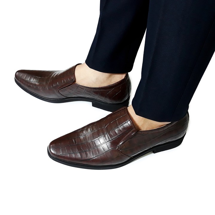 Giày Tây Nam Công Sở Happyshoes Da Bò Thật Vân Cá Sấu - HS22
