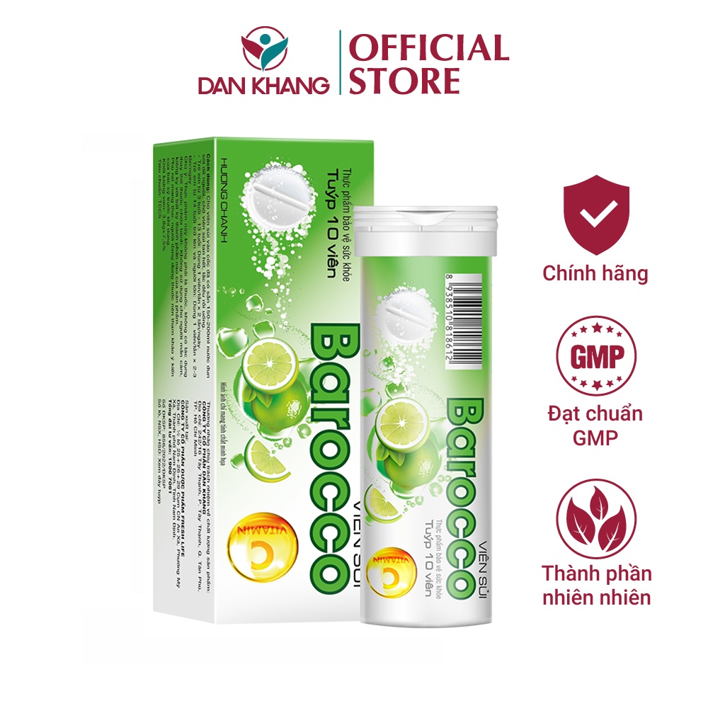 Viên Sủi Bổ Sung Vitamin C Tăng Cường Sức Đề Kháng Barocco Dan Khang Tuýp 10 Viên