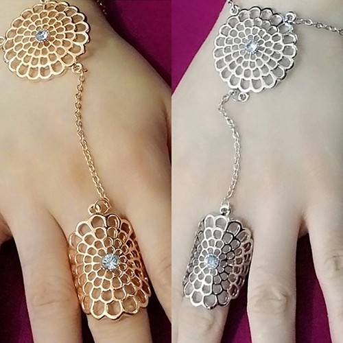 Nhẫn đeo tay thiết kế độc đáo thời trang nối lắc tay đính đá nhân tạo cho nữ