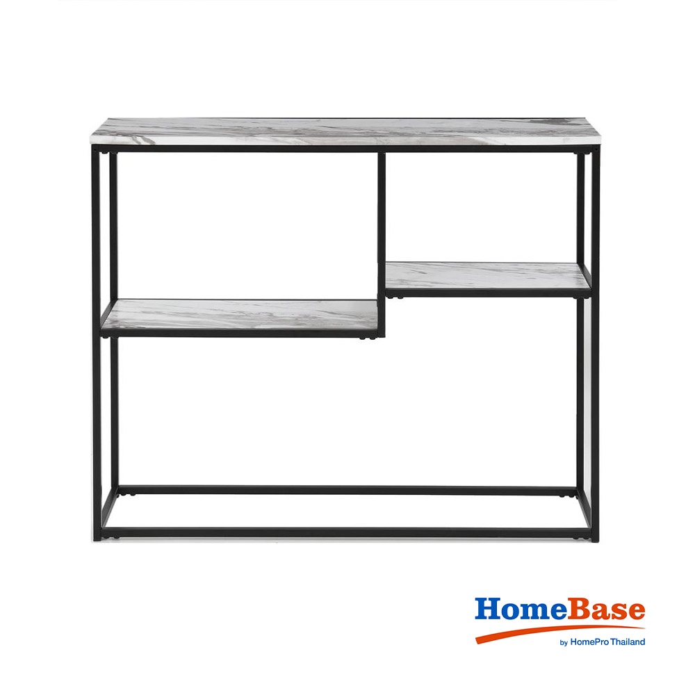 HomeBase FURDINI Bộ kệ bằng thép kết hợp ván MDF Thái Lan W100xH80xD25 màu đá cẩm thạch trắng