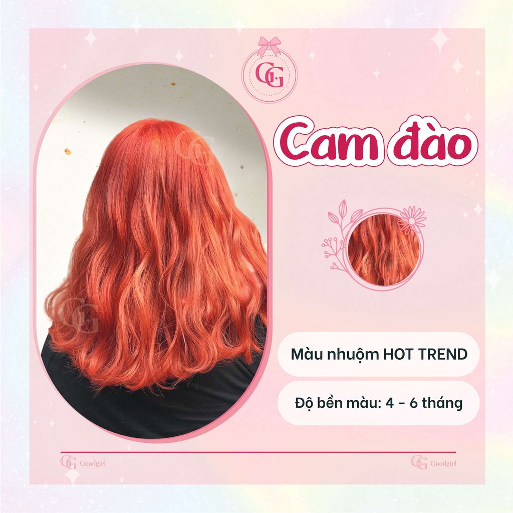 Combo Thuốc nhuộm tóc màu Cam đào + tặng kèm oxy và gang tay