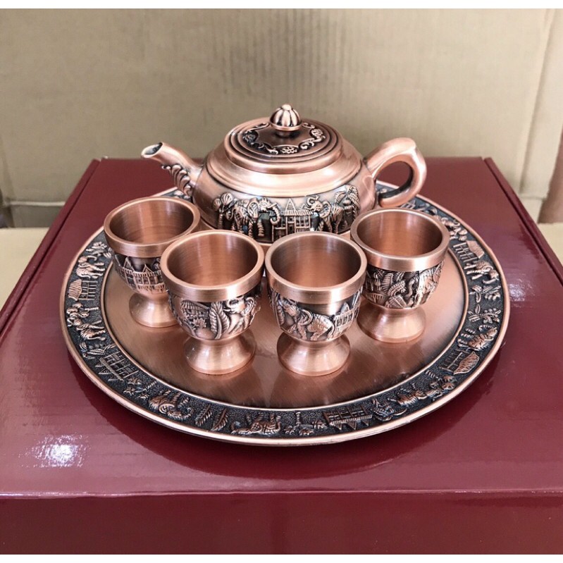 Bộ ấm chén đỏ/ vàng