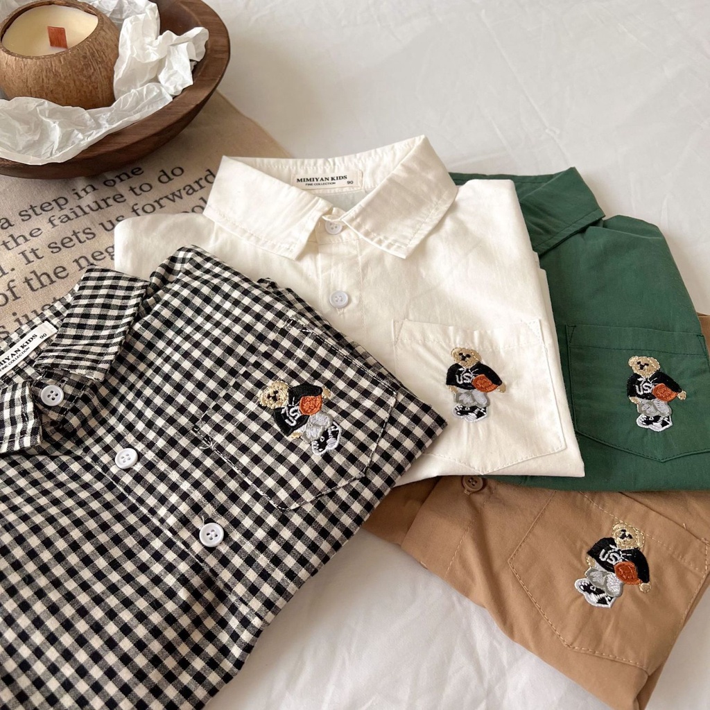 Áo Sơ Mi Caro Tay Dài Thoải Mái Dễ Phối Đồ Thời Trang Xuân Thu Phong Cách Hàn Quốc Cho Bé