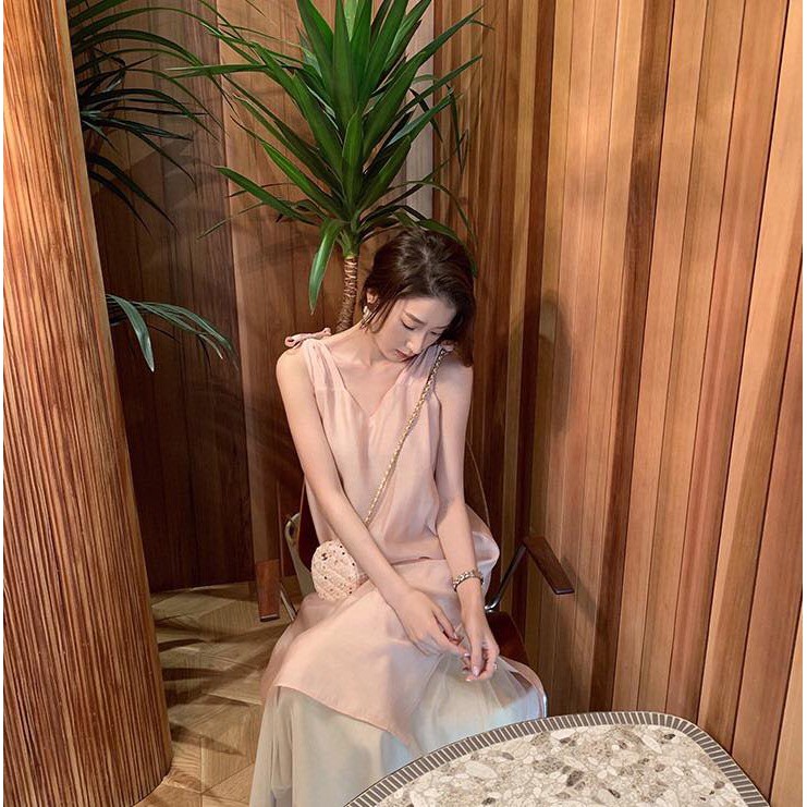 Spaki Dress - Đầm kim tuyến vải tơ - Kem/Xám/Hồng