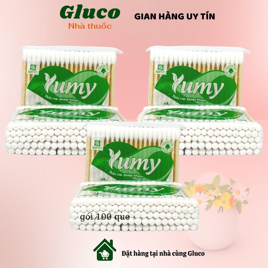 Tăm Bông Lấy Ráy Tai Thân Gỗ 100pcs Ngoáy Tai Tẩy Trang Người Lớn 2 Đầu Tròn Xoắn YUMY GLU2404