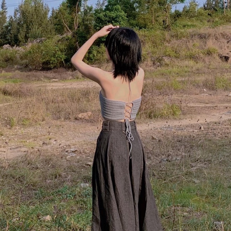 Áo len khoét ngực hở lưng phong cách sexy - Chivas top crochet - ẢNH THẬT