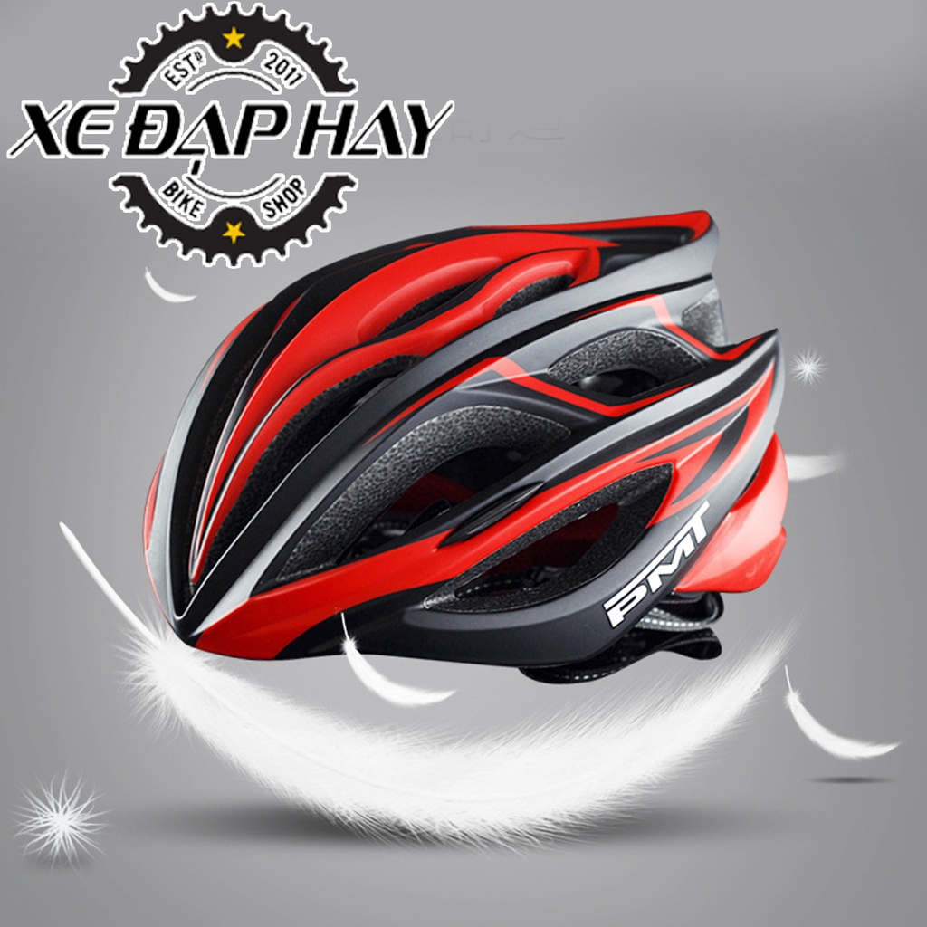 [Phụ kiện xe đạp cao cấp] Mũ Nón Bảo Hiểm Đạp Xe Thương Hiệu PMT M12 | Màu Đen Đỏ, SIZE M 55-58Cm