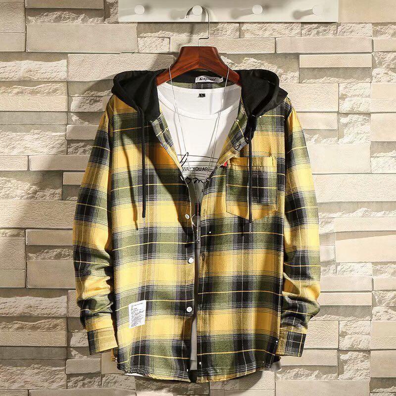 Áo Khoác Có Nón Dáng Rộng Họa Tiết Sọc Caro Thời Trang Cho Nam Và Nữ