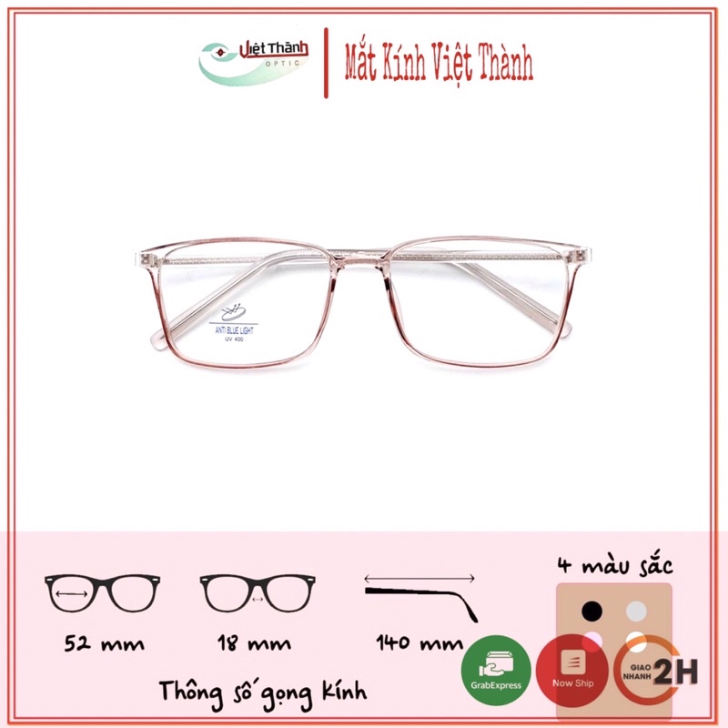 Mắt Kính Phom Vuông Nhựa Mảnh chân Kính Có Lõi Cốt Bằng Kim Loại Thép NHẬN LẮP KÍNH CẬN ĐỘ THEO YÊU CẦU