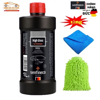 Senfineco 9951 - Nước Rửa Xe Đậm Đặc Siêu Bọt Senfineco Car Wash Shampoo 1 lít Tặng Bao Tay Rửa Xe và Khăn