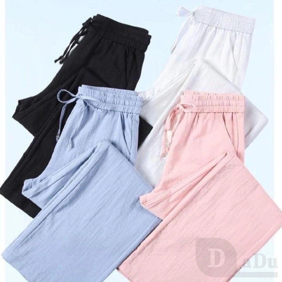 Daduhey Quần ống rộng thời trang cho nữ có 4 màu tùy chọn