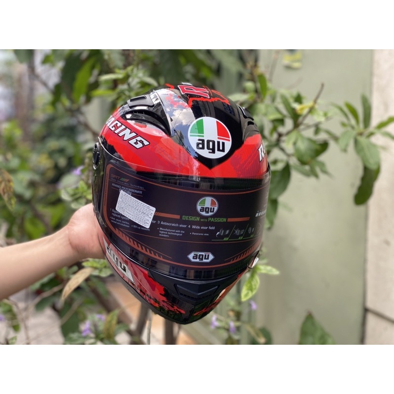 Mũ Bảo Hiểm Fullface AGU Racing Đủ Màu (Sừng + Đuôi) , Tặng túi đựng nón , Bảo hành 12 tháng