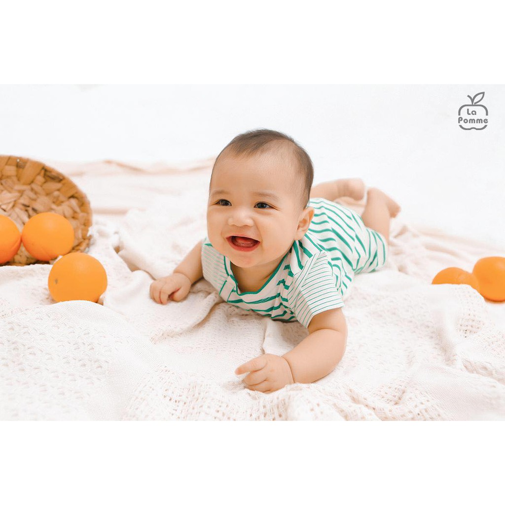 [CHÍNH HÃNG] Body khuy chéo phối kẻ trẻ em La Pomme