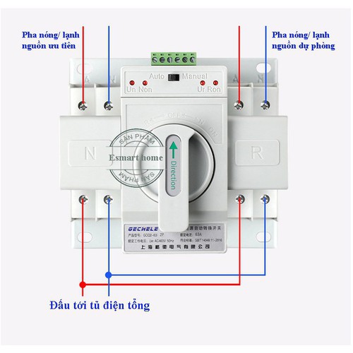 Bộ chuyển nguồn ATS 2P 63A 220V cầu dao đảo chiều tự động-bộ đổi hai nguồn điện- chuyển nguồn tự động - DHDT