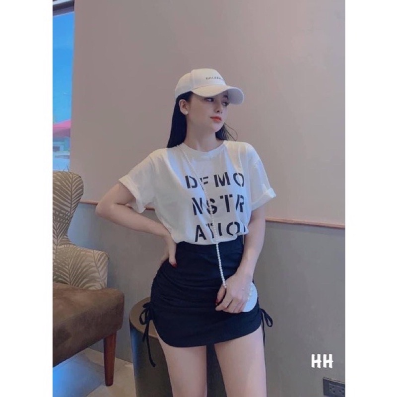 SÉT ÁO IN KÈM CHÂN VÁY RÚT DÂY HAI BÊN ÔM BODY XINH