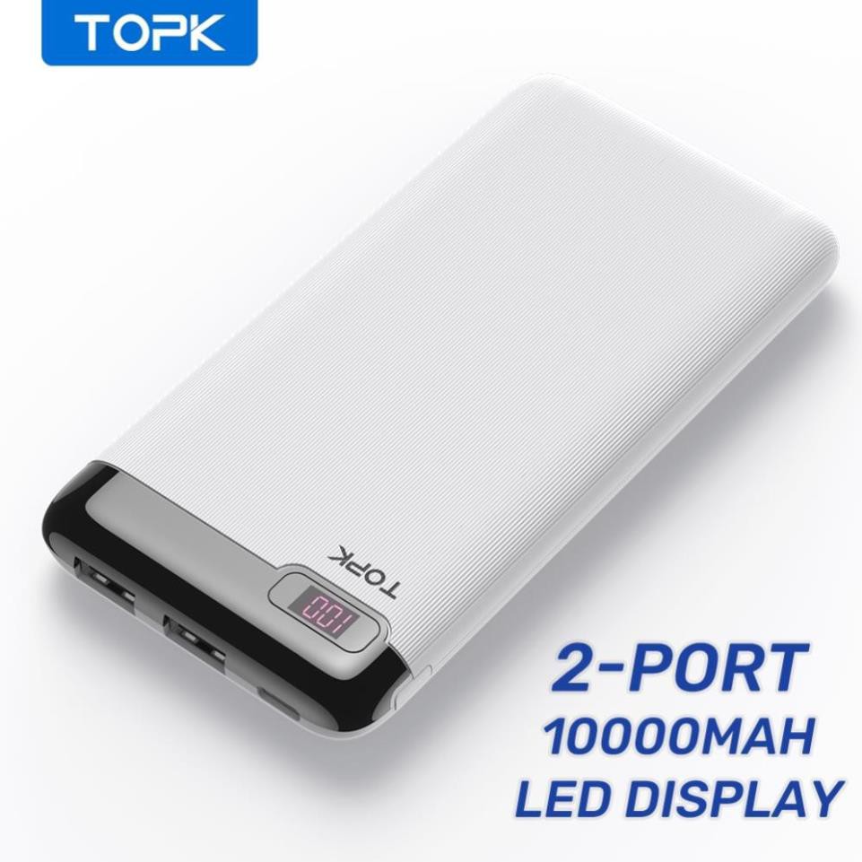 Pin Sạc Dự Phòng TOPK I1013 10000mAh Có Đèn LED Cho Xiaomi Huawei iPhone 12 Samsung