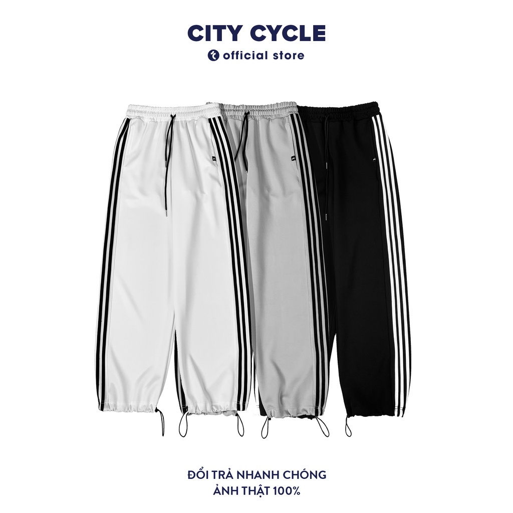 ♛▨▩Quần dài ống rộng 3 sọc City Cycle - thể thao Unisex mặc được 2 kiểu, trắng, đen, size Local Brand
