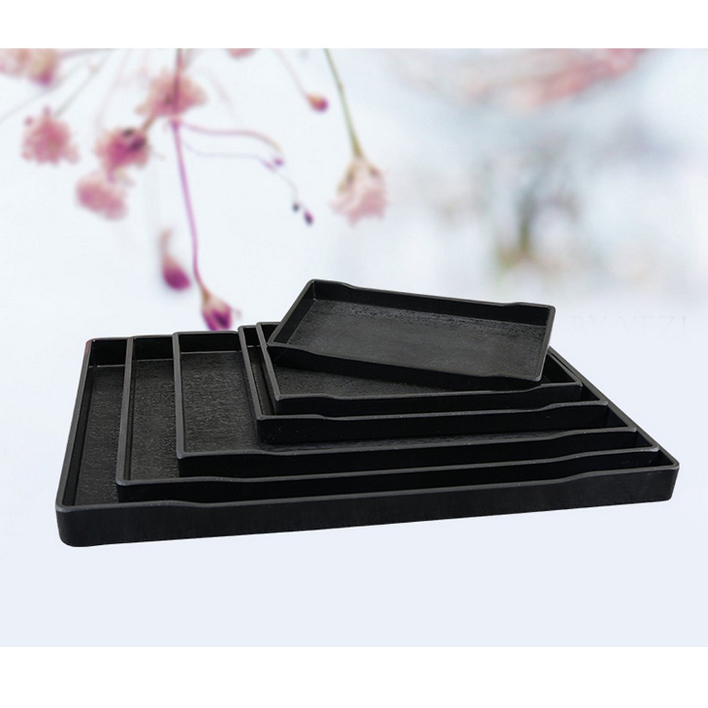 Set 2 Khay Thủy Tinh Màu Đen Kích Thước 21x10.8cm Dùng Phục Vụ Khách Sạn