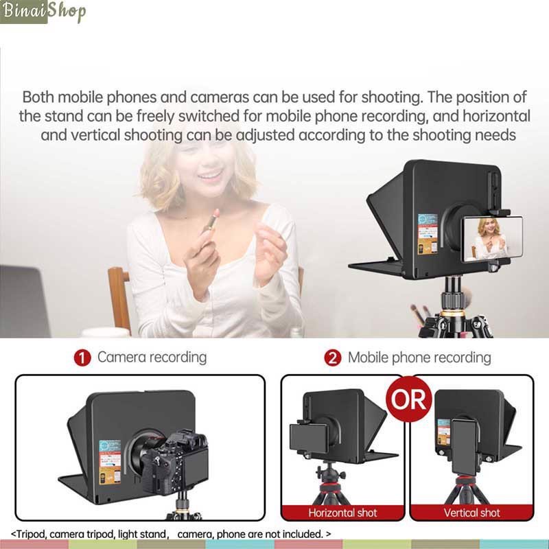 Lensgo Teleprompter TC7  - Máy Nhắc Chữ Mini Cho Biên Tập Viên, MC Truyền Hình, Dùng Cho Điện Thoại, Máy Ảnh