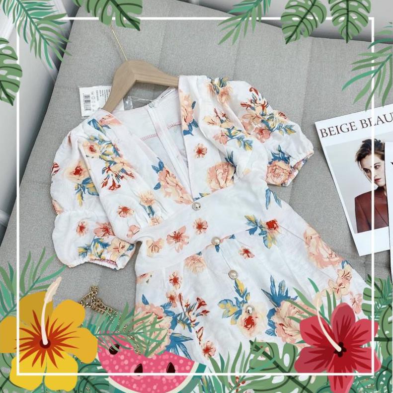 [ 𝐅𝐑𝐄𝐄 𝐒𝐇𝐈𝐏 ] Váy hoa tay bồng Chất liệu đũi cao cấp