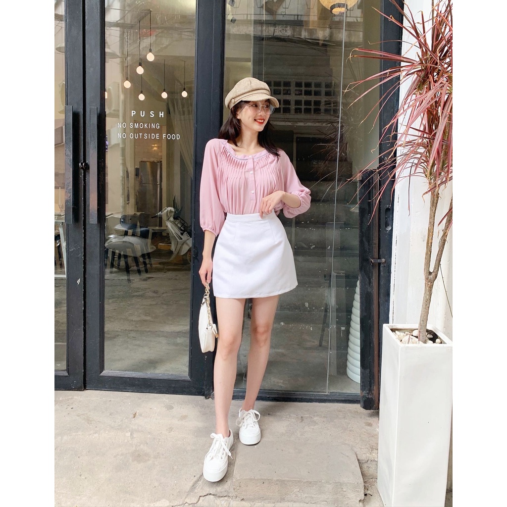 Áo cổ bẹt Oversized vai đắp ly [XB1]