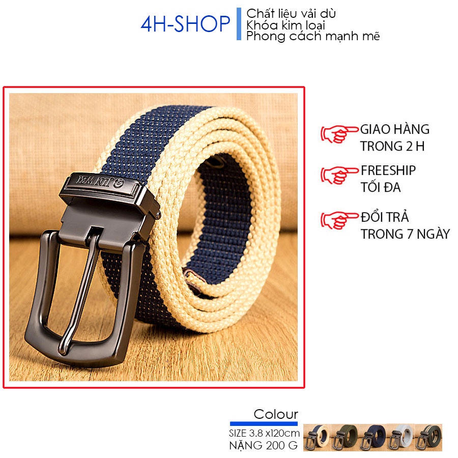 Thắt lưng nam - Chất liệu vải bố canvas-Size 3.5 x 115cm dày 0.4 cm - Khóa kim loại đen bóng mở được - Dây cắt được. bền