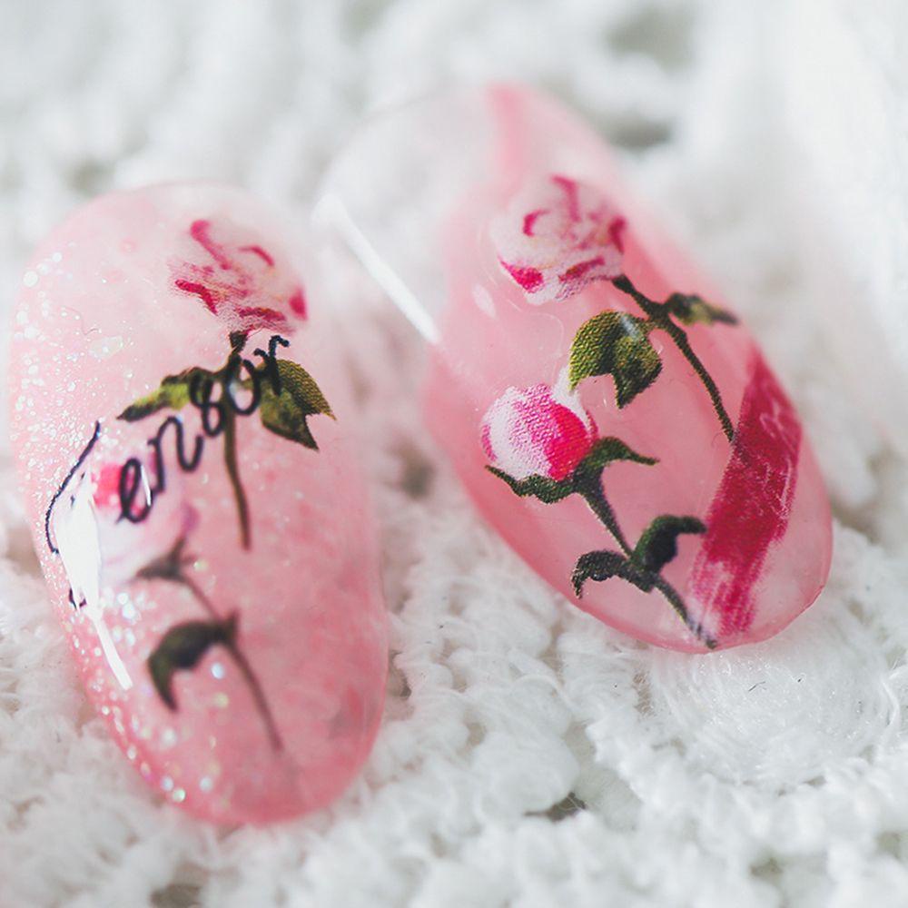 MOCHO Miếng Dán Trang Trí Móng Tay Siêu Mỏng Họa Tiết Hoa Hồng Dễ Thương