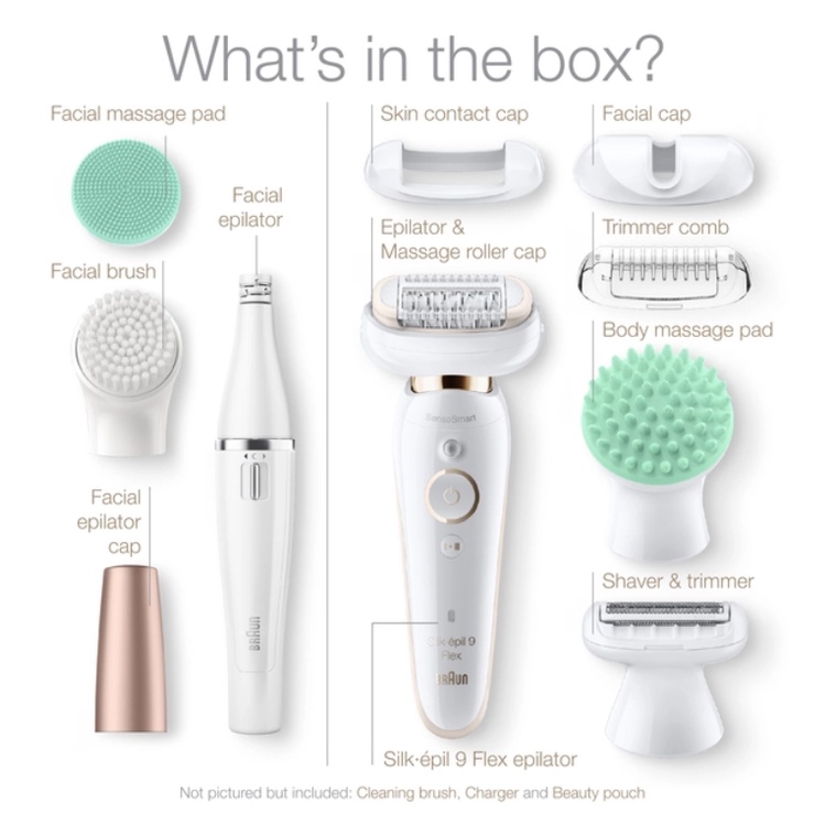 Máy cạo lông, nhổ lông, tẩy lông cho nữ Braun Silk-épil 9 Flex SES 9300 3D, làm sạch vùng kín