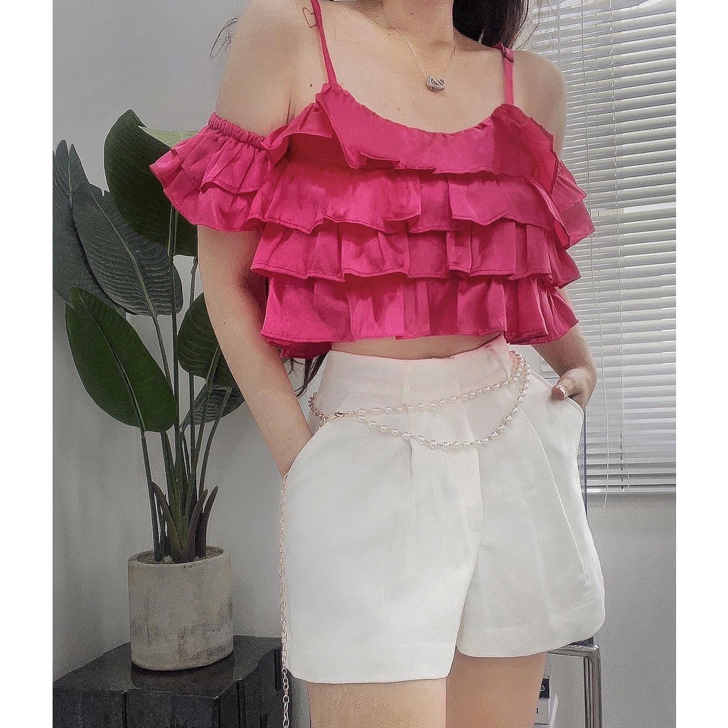 THE FANCE | Áo trễ vai vải ánh kim có lót sang chảnh SAKURA OFF SHOULDER