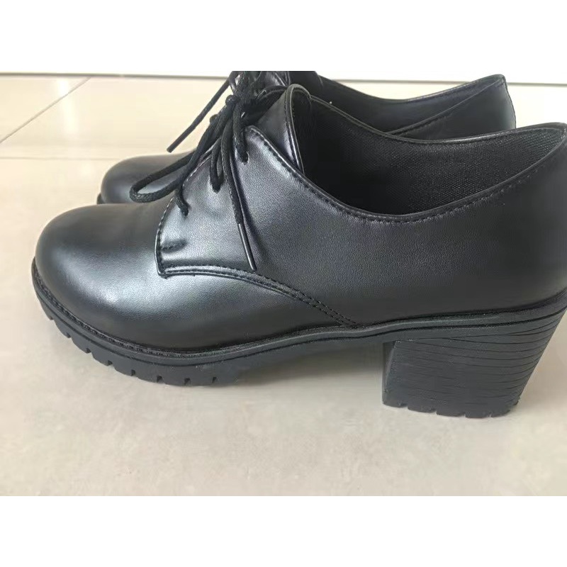 Giày oxford gót vuông cao 5cm da trơn phong cách nữ tính tiểu thư ulzzang - Có ảnh thật