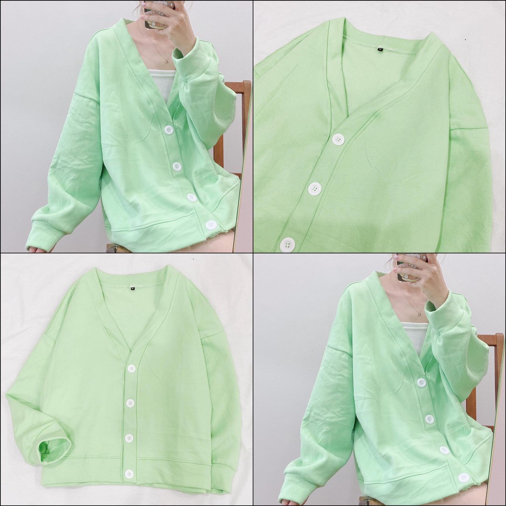 Áo Khoác Cardigan YAYSHOP phong cách Hàn Quốc chất nỉ mềm dày dặn NÚT 3 màu basic xinh xắn