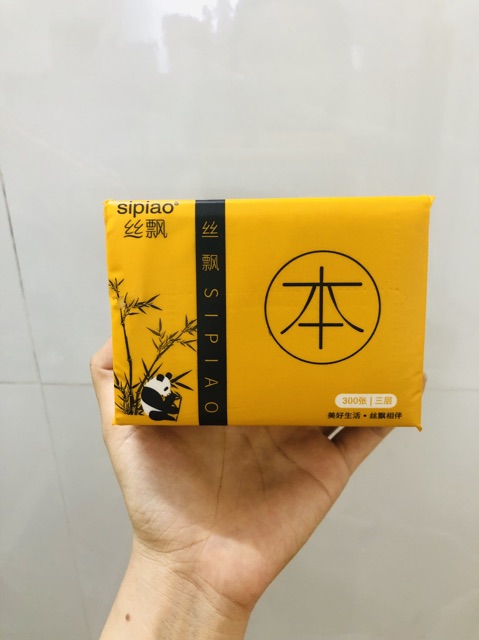 Combo 2 gói giấy ăn siêu dai gấu trúc Sipiao gói 300 tờ