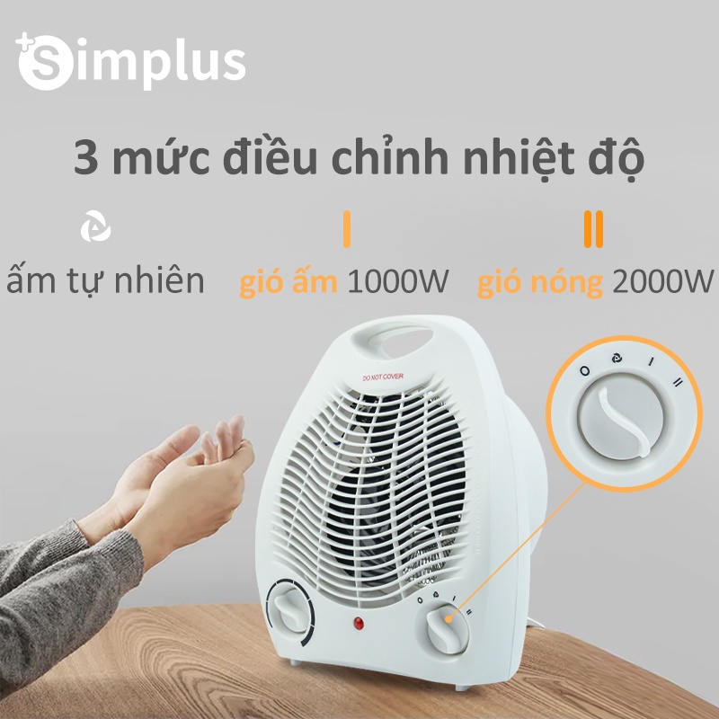 【Ready Stock】Máy sưởi  Simplus máy sưởi gia đình mini 2000W Máy sưởi phòng tắm phòng ngủ máy sưởi nhỏ nóng nhanh